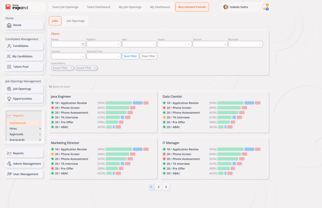 Avenue Expand’s Talent Pool keeps every candidate organized in one place, making it easier to source, track, and nurture applications over time.